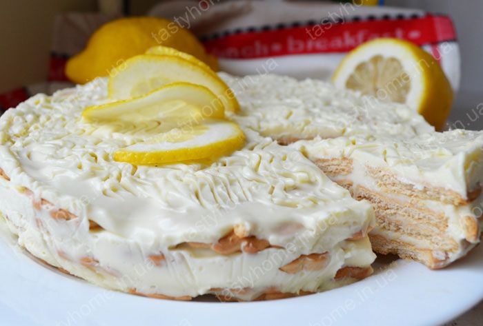 Лимонный торт без выпечки