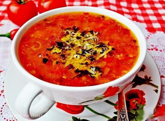 Гречневый суп с помидорами