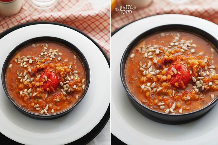 Суп из чечевицы с помидорами