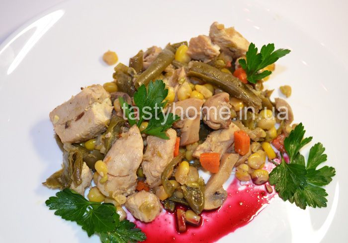 Курица с овощами и соусом Наршараб